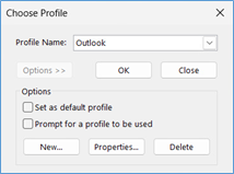 Choose profile prompt window.